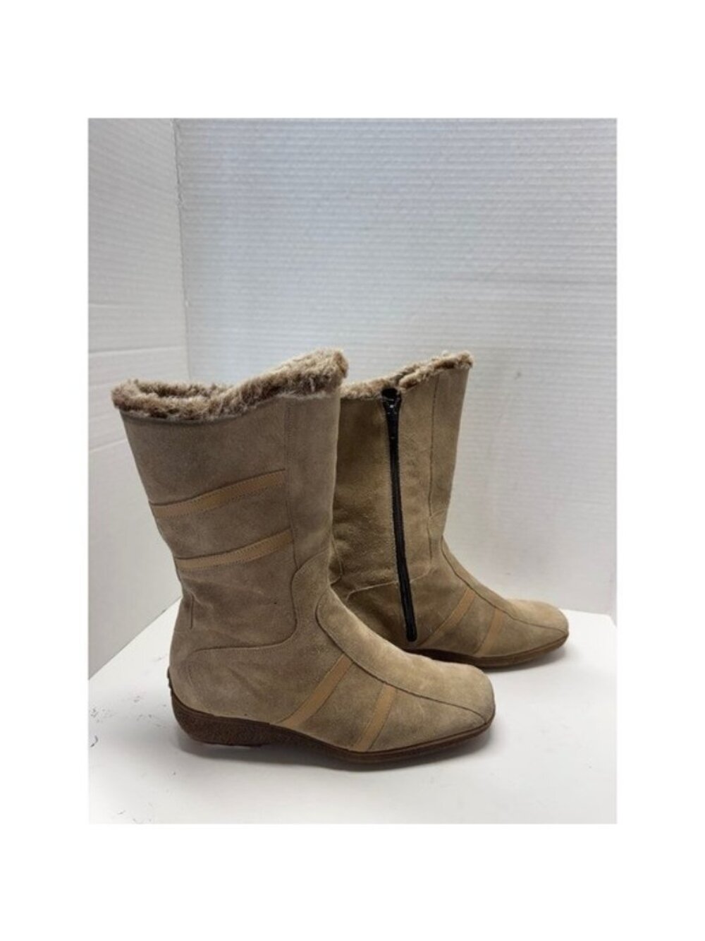 Aquatalia Tan Suede Faux Fur Lined Mid-Calf Winter Boots Romania Women 5.5